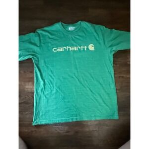 Carhartt Loose Fit T Shirt Green Heather Logo XL Made in Pakistan